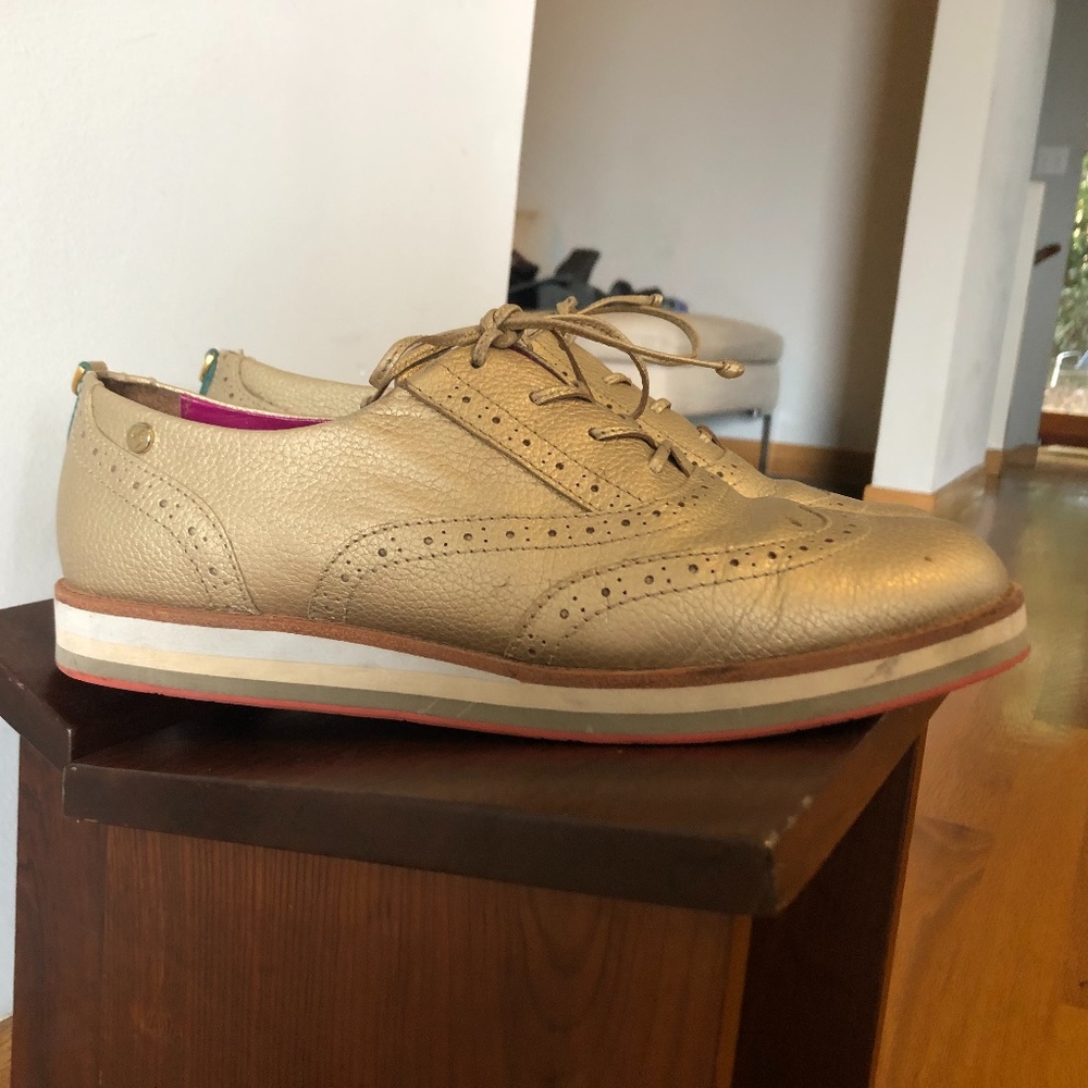 Gold loafers